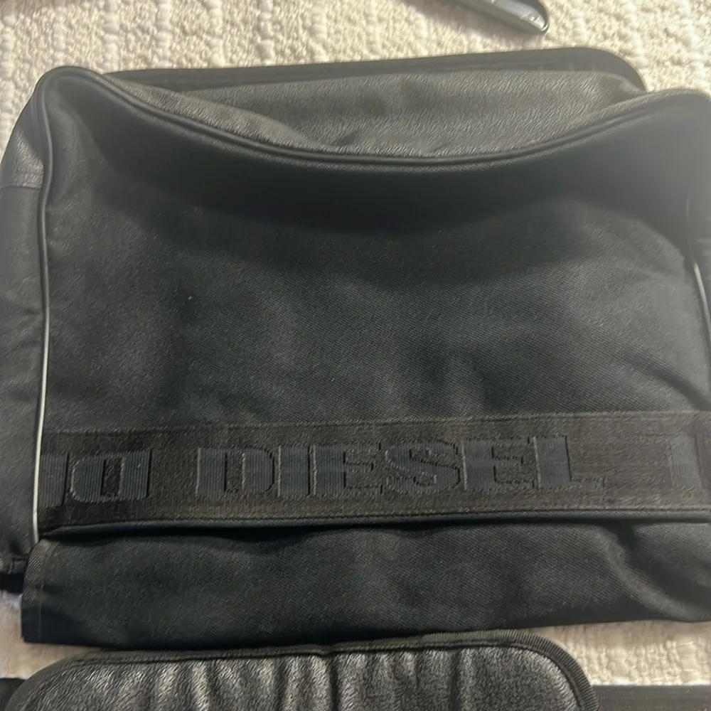 Vintage Y2k Diesel Spare Parts Canvas Messenger Bag size 16”Wide 13” H Black